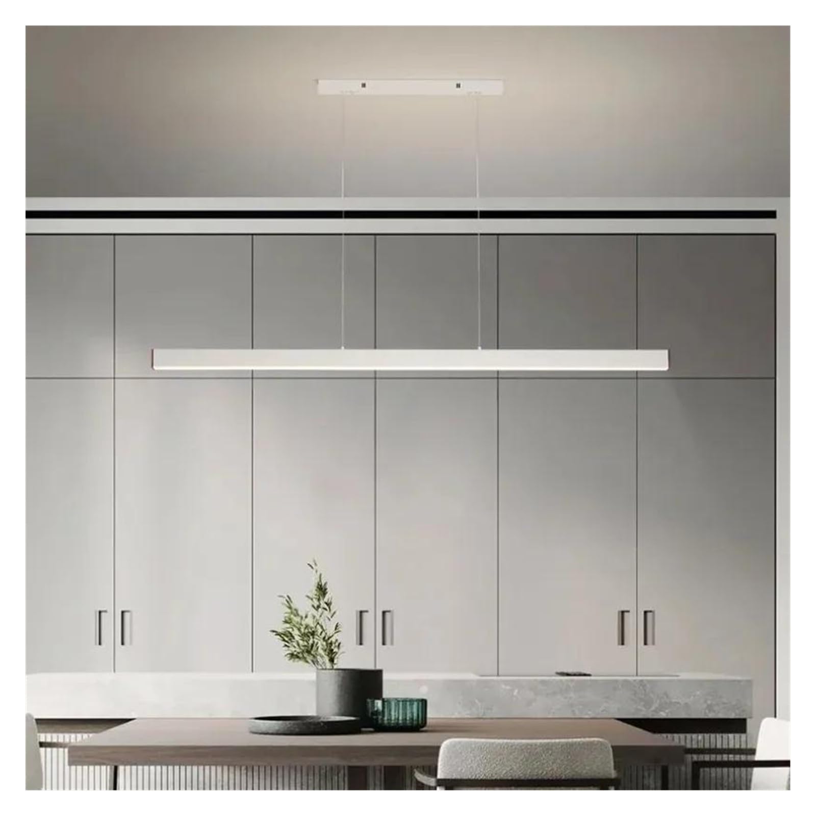 ASerZenith Minimalist Restaurant Chandelier For Dining Hall Counter Office Long Strip Pendant Light Luxury Home Hanging Lamp,Hanging Light,White-150Cm