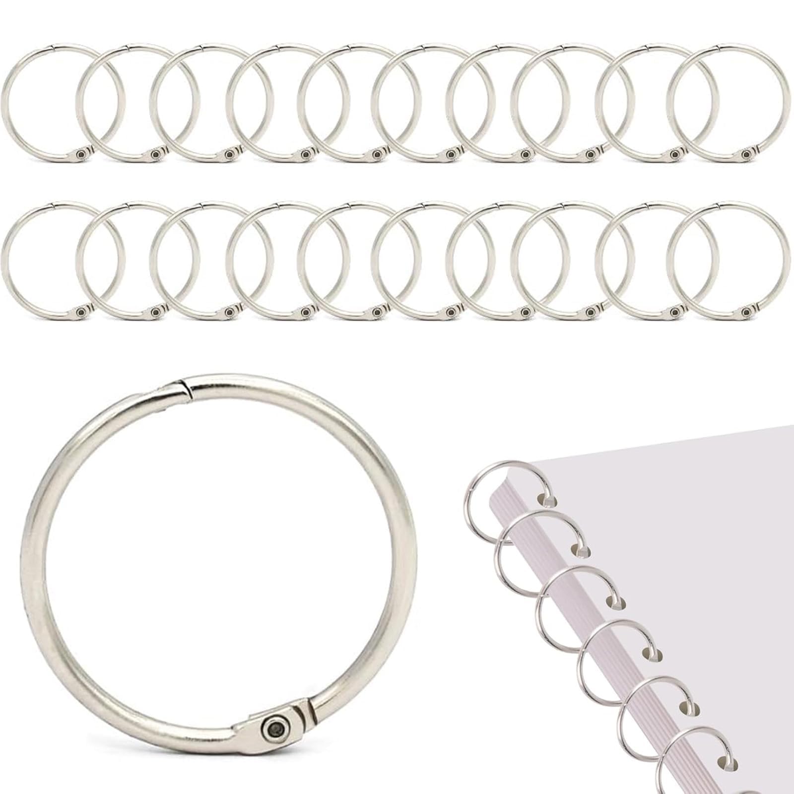 Lot Anneaux Reliure 20 Pièces Couleurs 20 Anneaux De Reliure Métalliques Colorés - Organisation Créative Accessoire Scrapbooking
