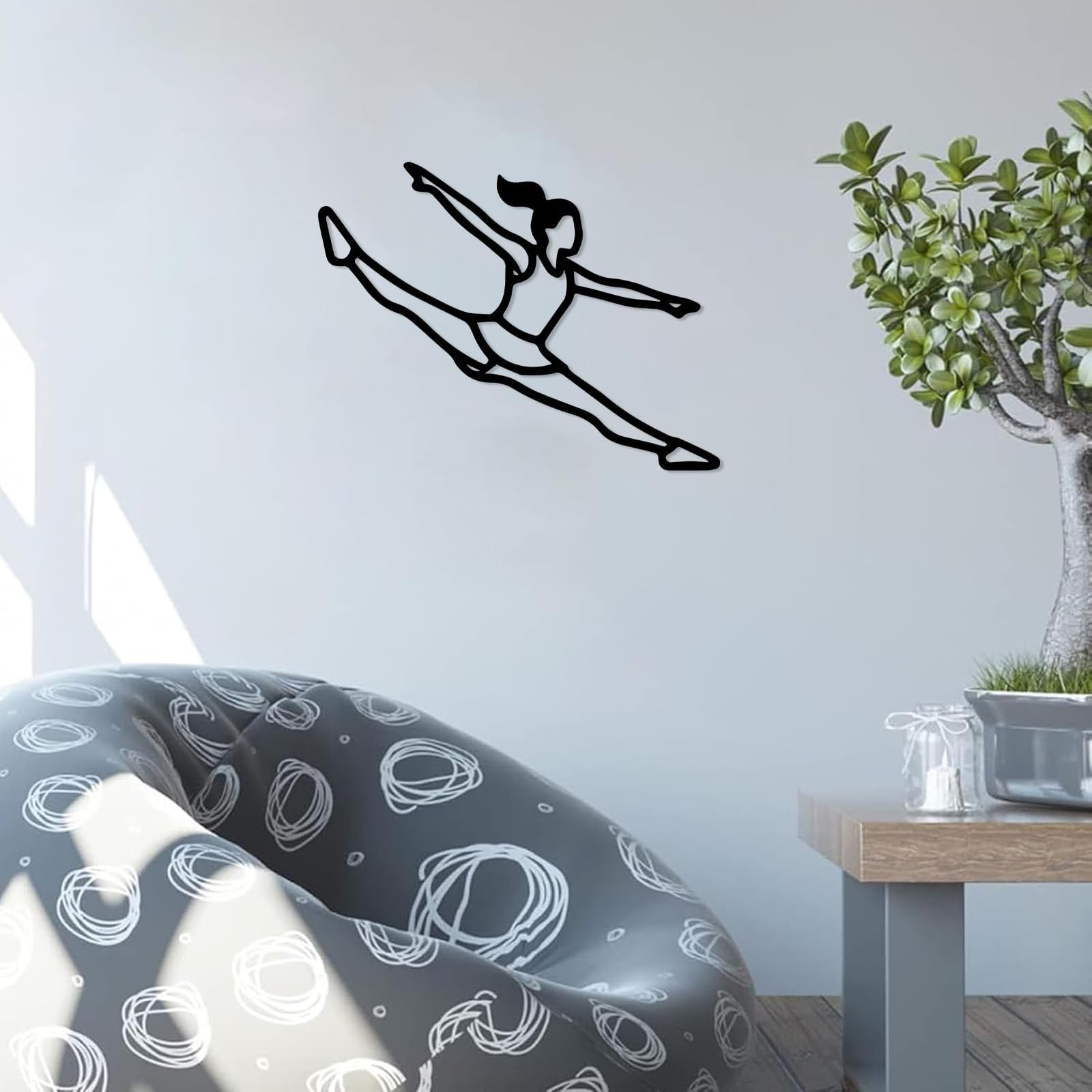 Metalowa sztuka ścienna do salonu, rzeźba ścienna nadaje się do użytku wewnątrz (61 cm) | Tańcząca balerina metalowa sztuka ścienna metalowa dekoracja zewnętrzna metalowe znaki sztuka ścienna dekoracja
