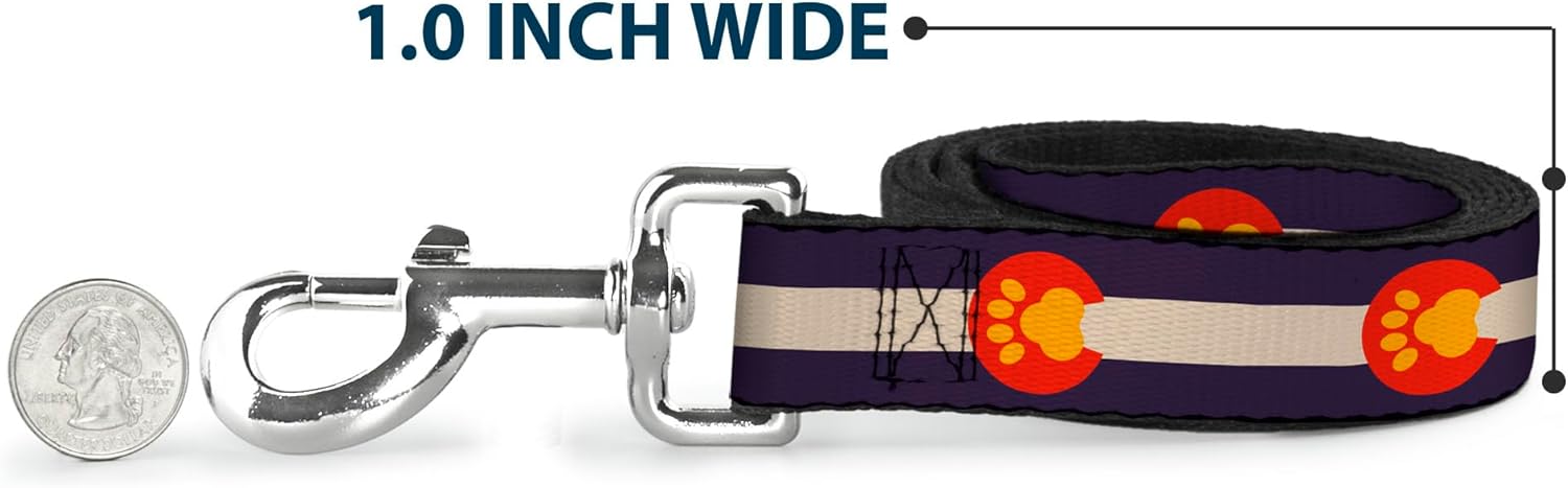Dog Leash Colorado Flag Paw Print 4 Feet Long 1.5 Inch Wide