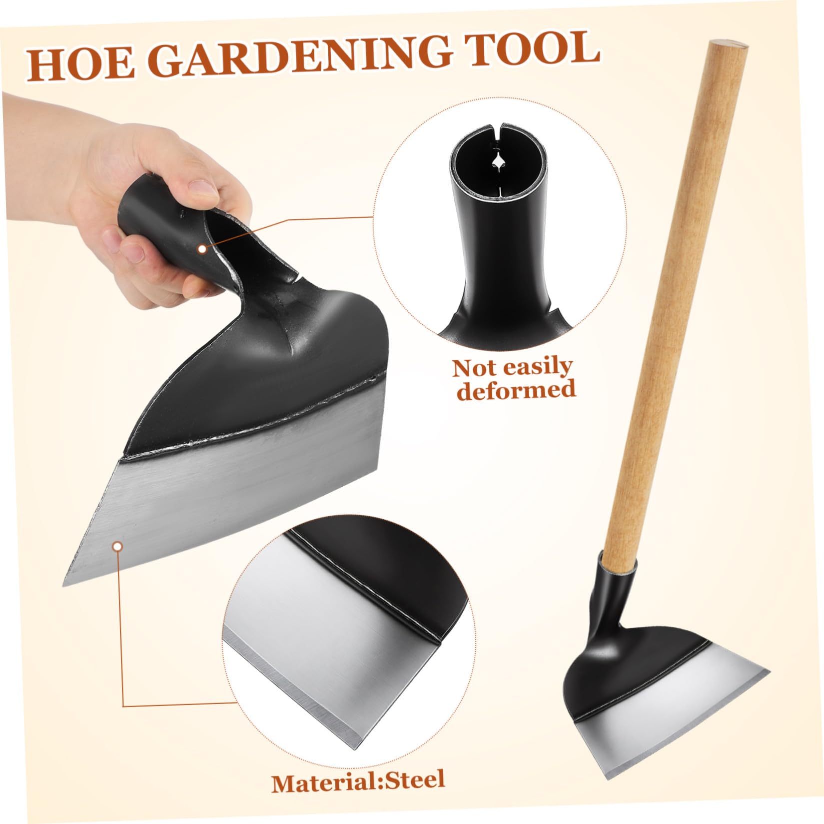 Ipetboom Attrezzo Manuale da Giardinaggio Zappetta in Acciaio per Diserbo e Lavoro Terreno Duro 23,5 CM per Orto, Prato e Coltivazione Agricola
