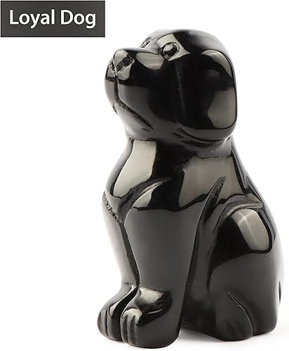 Miniatura 2 de Artistone Estatua de cristal de obsidiana negra de 2 pulgadas para perro, escultura tallada con piedras preciosas talladas, escultura para el hogar