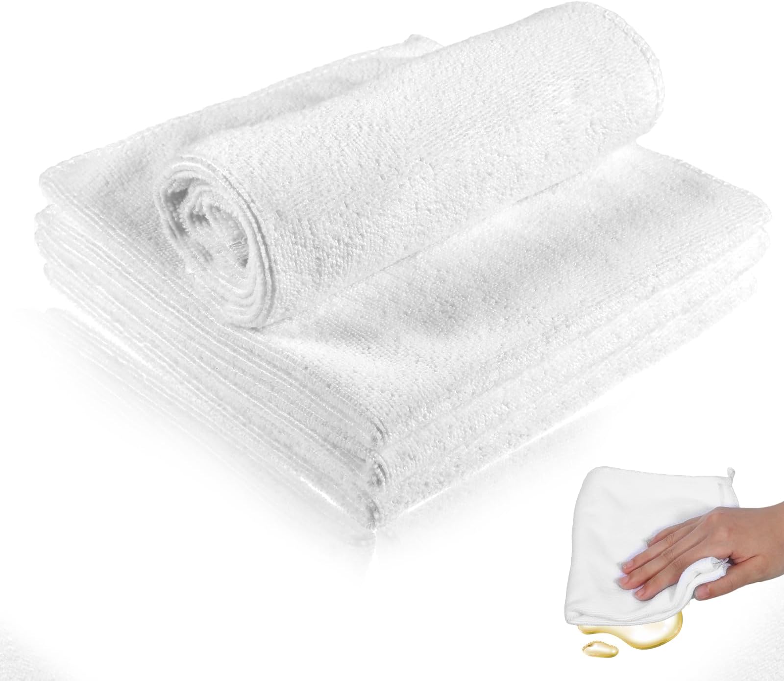 4 Pcs Microfiber Clothes 12''x12'' Microfiber Cleaning Cloth Dish Rags Microfibers Rags Micro Fiber Cloth for Cleaning for Glasses TV Screen Laptop Window Housekeeping (White)