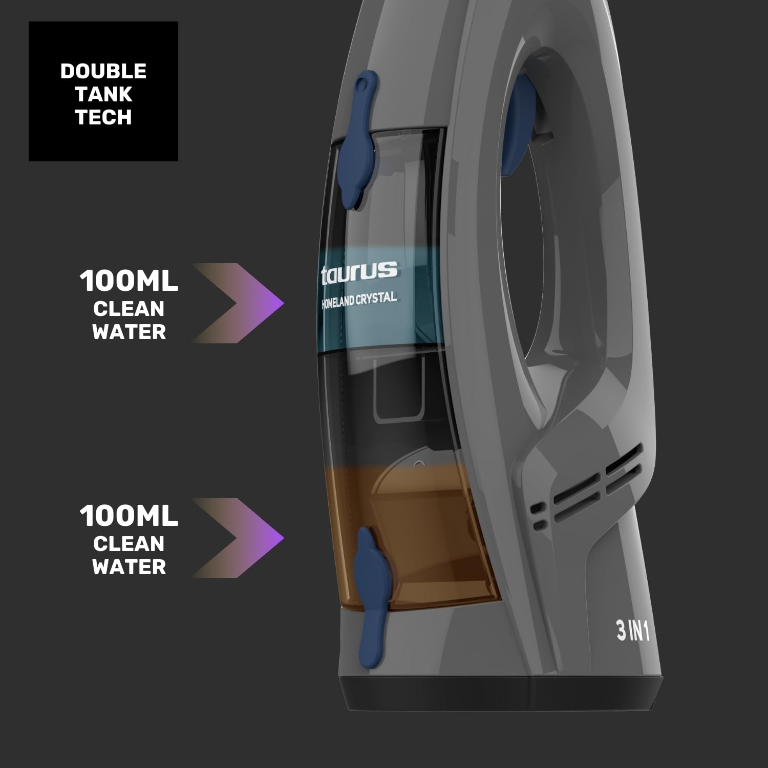 Taurus - Limpia Cristales 3 en 1 | Batería de Litio | 45 Min de Autonomía | Pulveriza | Limpia y Aspira | Uso 360º y Tecnología Double Tank