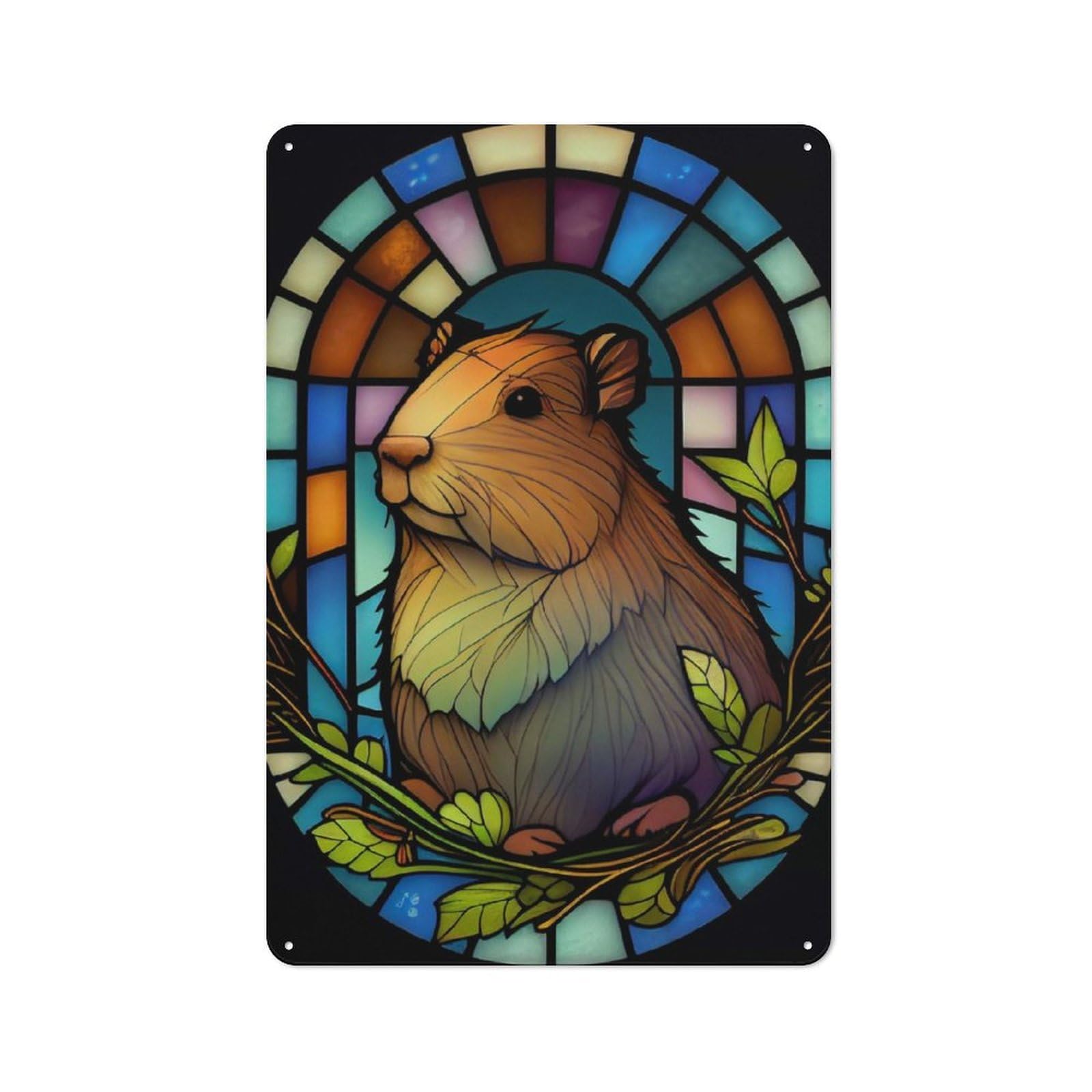 Junmoney Capybara Gift Capibara Retro Metal Plaque 30X20cm For Guest Room Or Hallway, Housewarming Present For People Styling Guest Room And Hallway