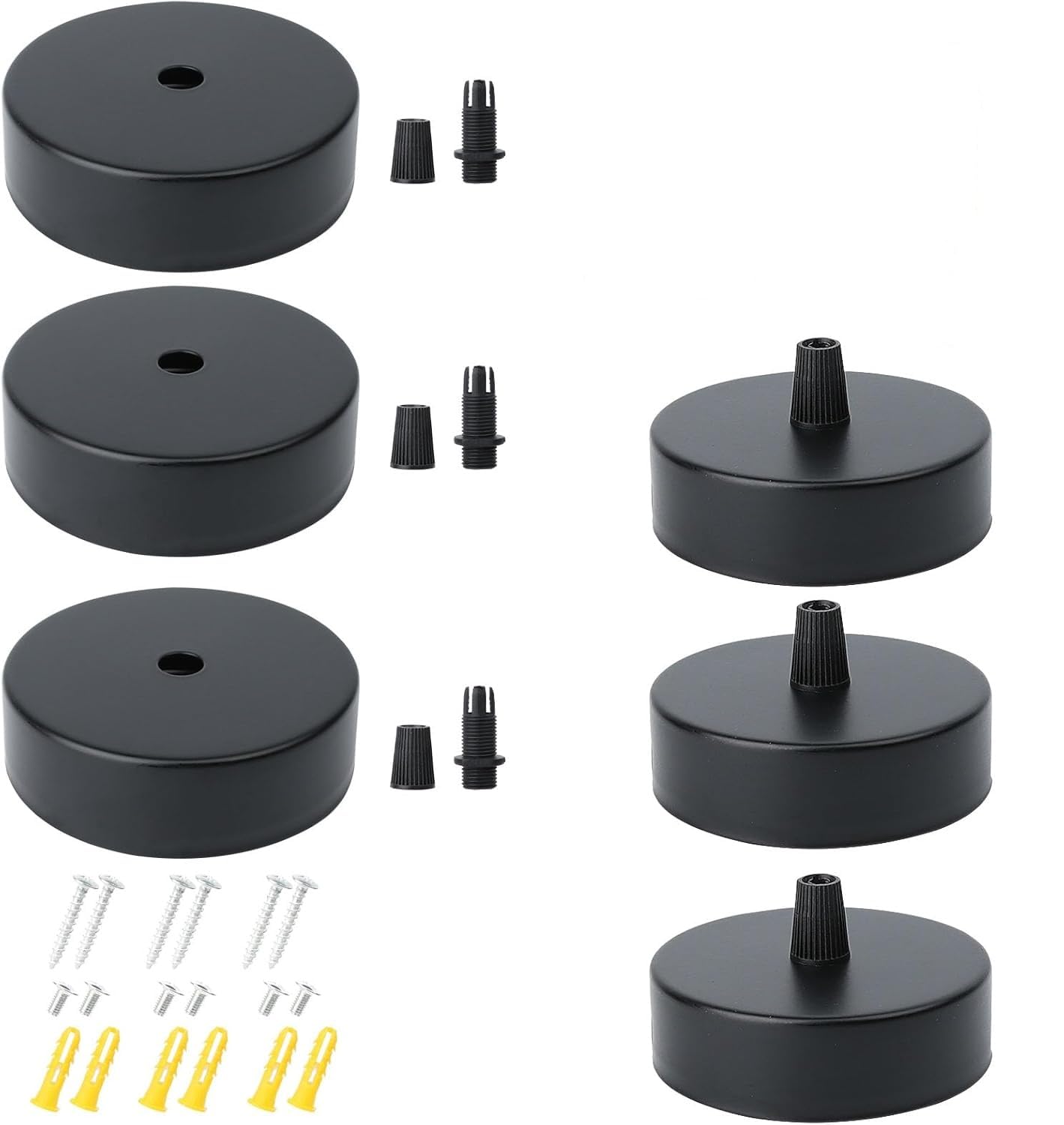 4 Pieces Ceiling Rosette Chandelier, Ceiling Rose for Chandeliers Accessories, Black Metal Rosette Cylindrical Rose, Vintage Pendant Lamp, Pendant Lights Accessories