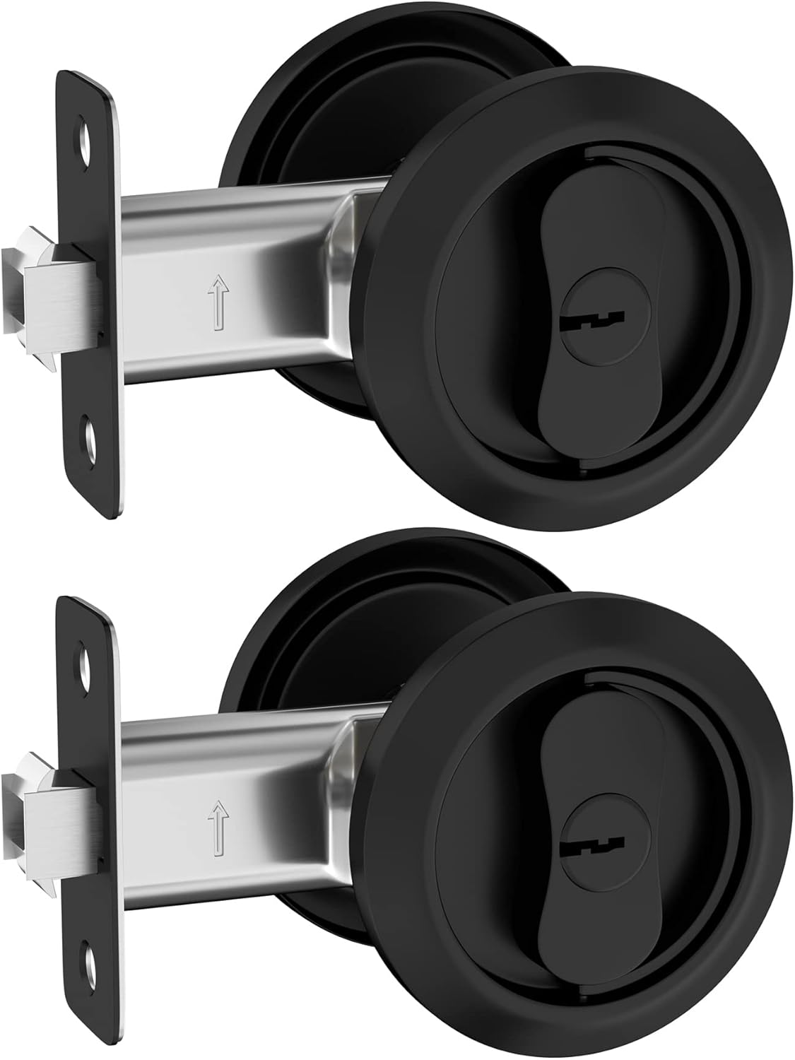 Haidms 2 Pack Pocket Door Lock Matte Black, Black Pocket Door Hardware