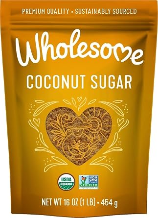 Wholesome Sweeteners 16-Ounce Organic Coconut Sugar, Non GMO, Gluten Free & Vegan Sweetener, for Baking, Sauces, and Smoothies, 1 Pack