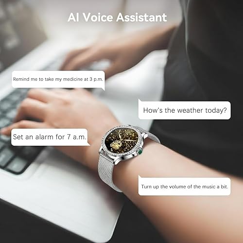 Miniatura 4 de Pard Reloj inteligente para mujer, pantalla HD de 1.3", diseño refinado, con detección de sueño, frecuencia cardíaca/presión arterial para