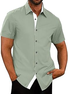 Men's Casual Button Down Shirts Wrinkle-Free Short Sleeve Business Dress Shirt - Buy now