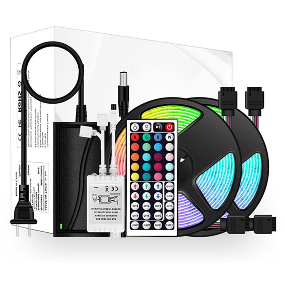 Tiras Luces Led Con Mando A Distancia Tiras Luz Led Impermeables 16.4ft/32.8ft LED TV Tira De Luz Ambiental Mando A Distancia Por Infrarrojos De 44 Teclas 16 Millones De Colores A Elegir(Bare Board,10