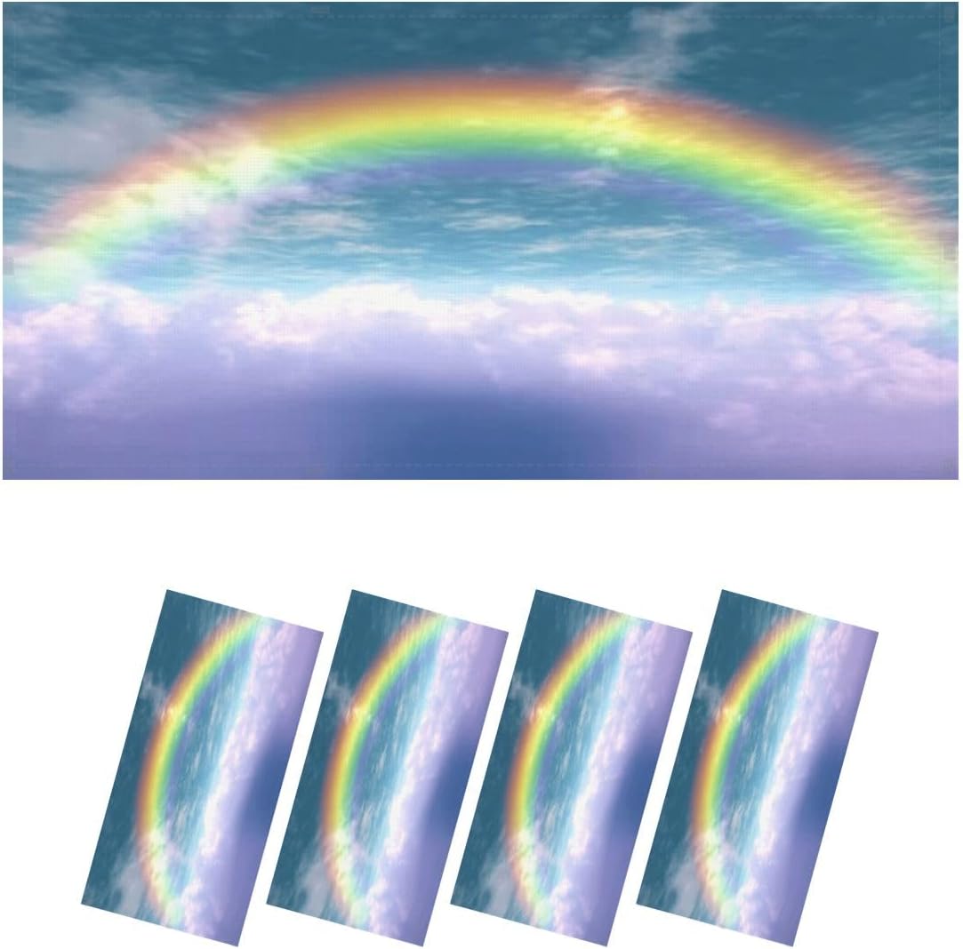 Fluorescent Light Covers for Ceiling Lights Fantastic Landscape Clouds Rainbow Easy to Install Magnetic Light Filter for Classroom Office Hospitals School Home Decor