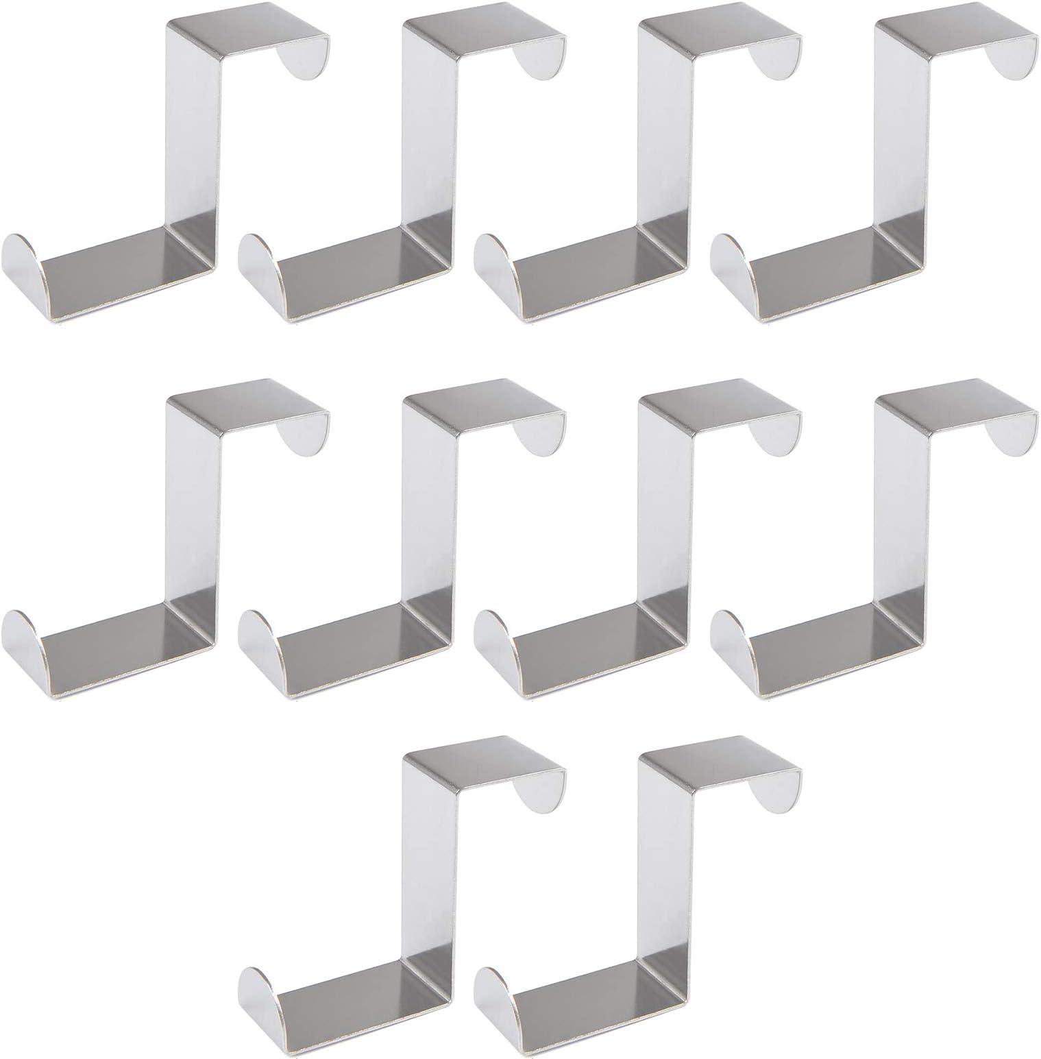 10 Pack Over The Door Hooks,Free Moving Adjustable Stainless Steel Hooks,Z-Shaped Reversible Door Hanger for Hanging Clothes, Towels, Coats and More (Silver)