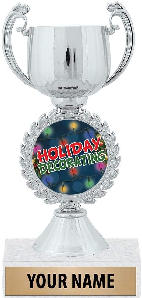 Crown Awards 6.5" Silver Holiday Decorating Trophies, Custom Chaplet Cup Holiday Decorating Trophy Award Prime