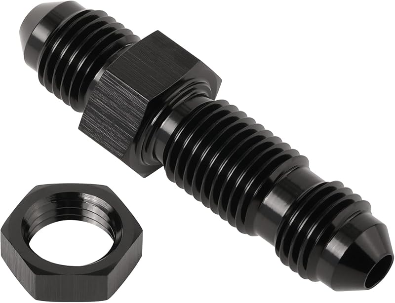 Adaptador passa-muro reto 4AN com flare macho, porca e acabamento preto Podavelle – 1 unidade