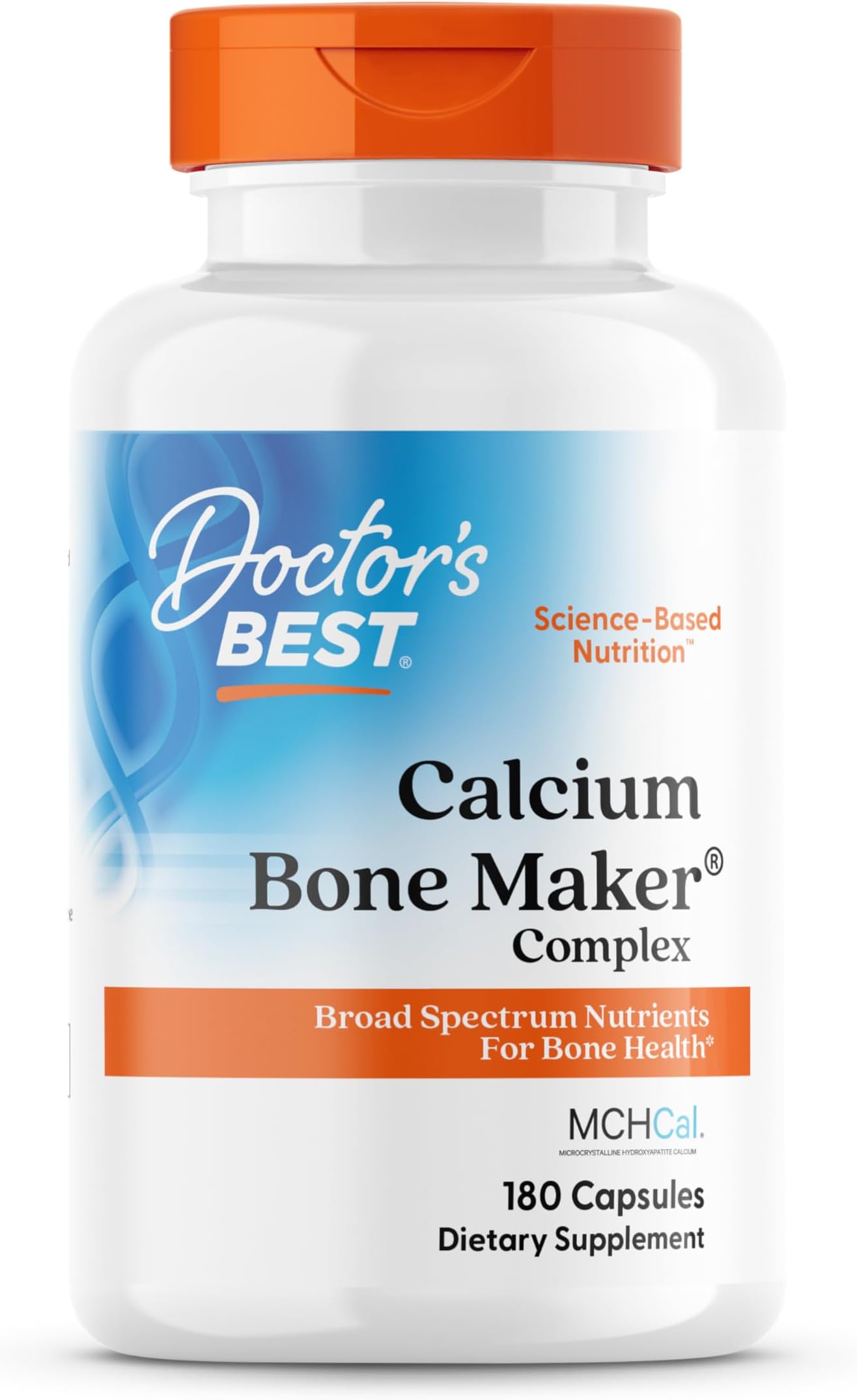 Doctor's Best Calcium Complex Supplement for Women & Men - Bone Strength & Health Support Caps, Vitamin C, D3, K2, MCH-Cal, Magnesium, & Potassium Citrate Complex, Non-GMO - 180 Capsules