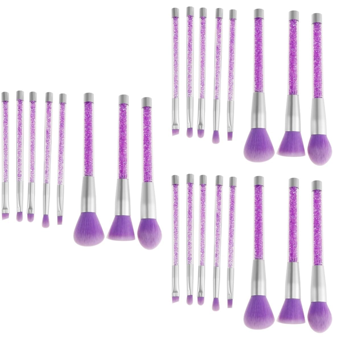 FOMIYES 24stücke Teiliges Make-up Pinsel Set Mit Transparentem Griff Und Kristallakzenten Für Damen Professionelles Kosmetik-set Für Gleichmäßiges Und Natürliches Make-up