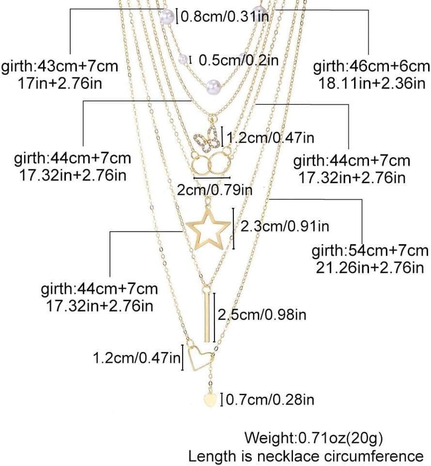Layered Gold Plated Heart Butterfly Pendant Necklaces for Women,Stackable Pearl Besded Nacklace Set Valentine's Day Banquet Jewelrys Accessories Gifts - Image 3
