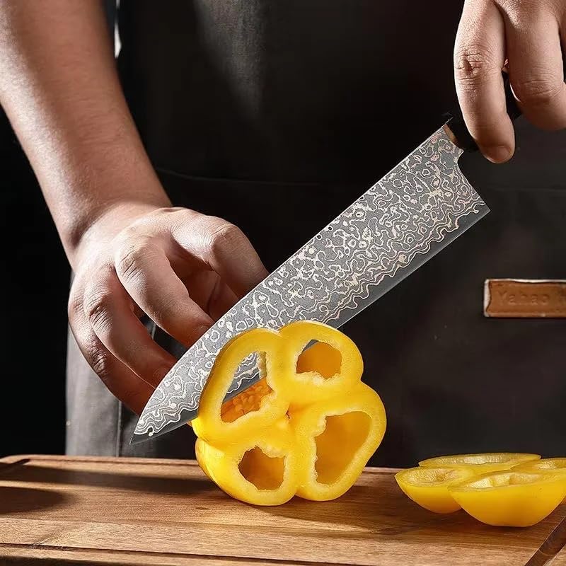 Chef Knife, Damascus Knife Ultra Sharp Kitchen Knife Wood Handle — view 6