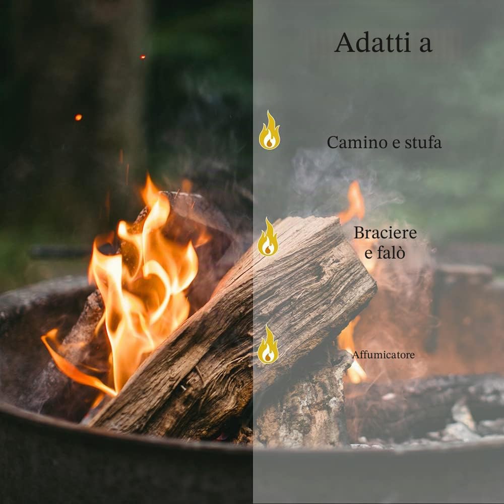 Legna da Ardere 90 kg Per Stufa e Camino Braciere Griglia Cestello per il Fuoco Ceppi 25 cm Flameup