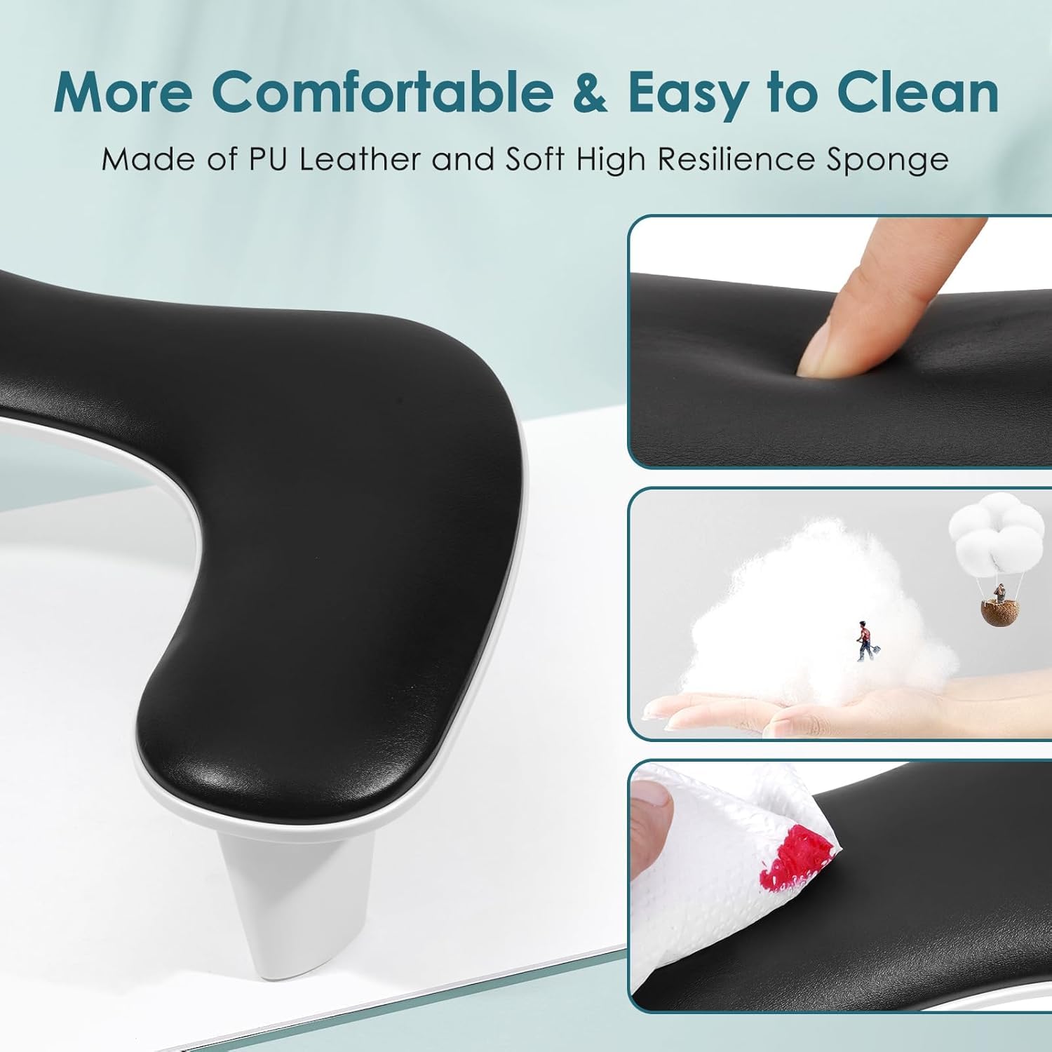 Beauty Empire U-Shaped Manicure Nail Arm Rest Stand | Big Microfiber PU Leather Hand Rest Pillow Cushion for Acrylic Nails, Nail Art, Gel Polish & Salon Use | Black 4
