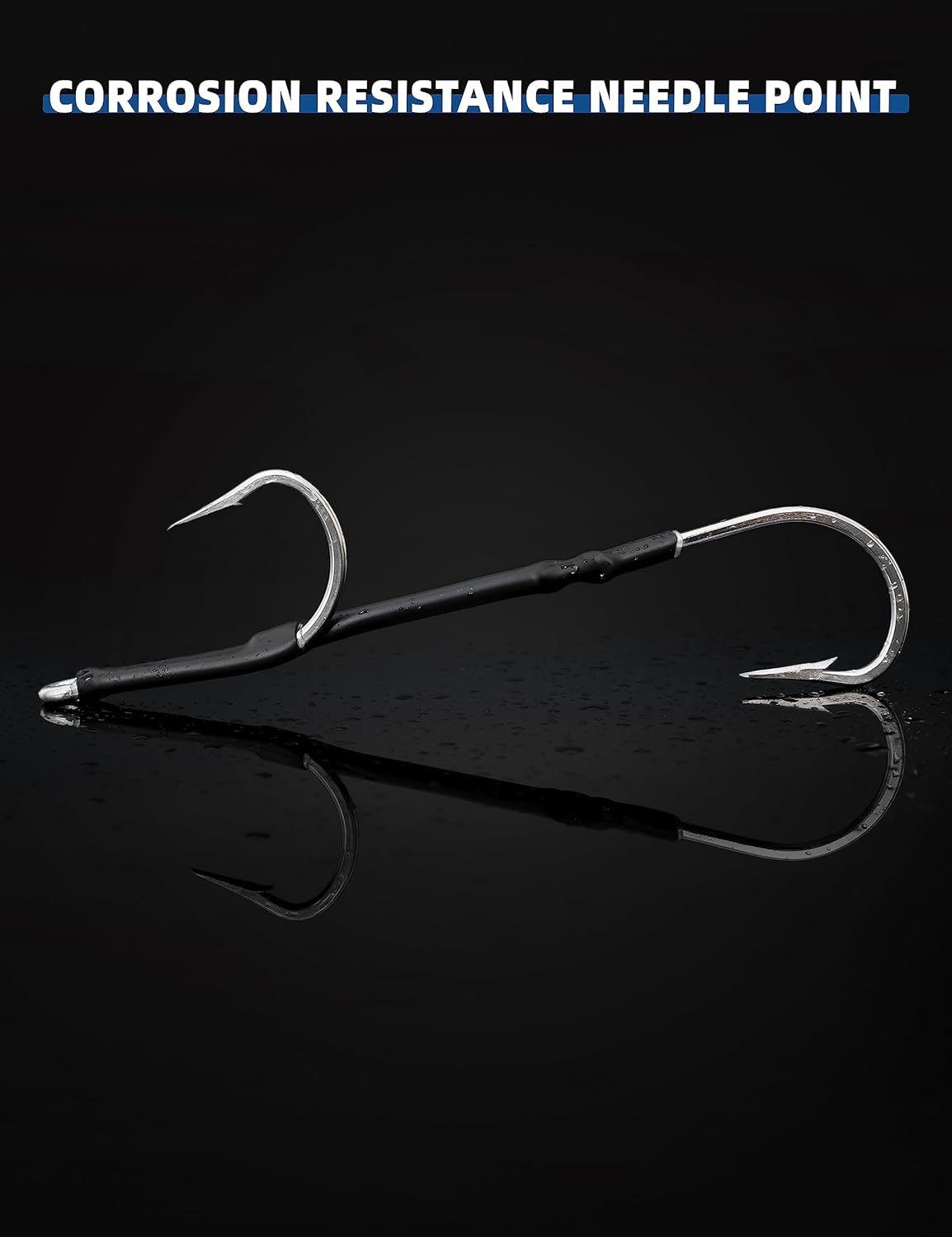 BLUEWING Double Rigged SS Southern Bend Hookset 2/5pcs Stainless Steel Big Game Trolling Hooks for Saltwater Fishing