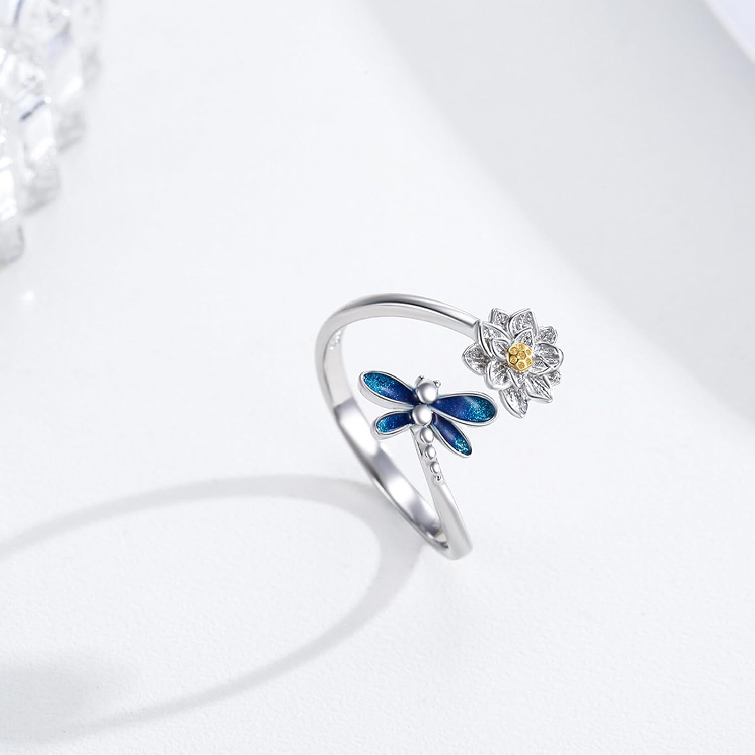 TRISHULA Animal Ring Graduation Gift 925 Sterling Silver Highland Cow Hummingbird Dragonfly Ring Adjustable Flower Rings Animal Jewelry for Women - Image 2