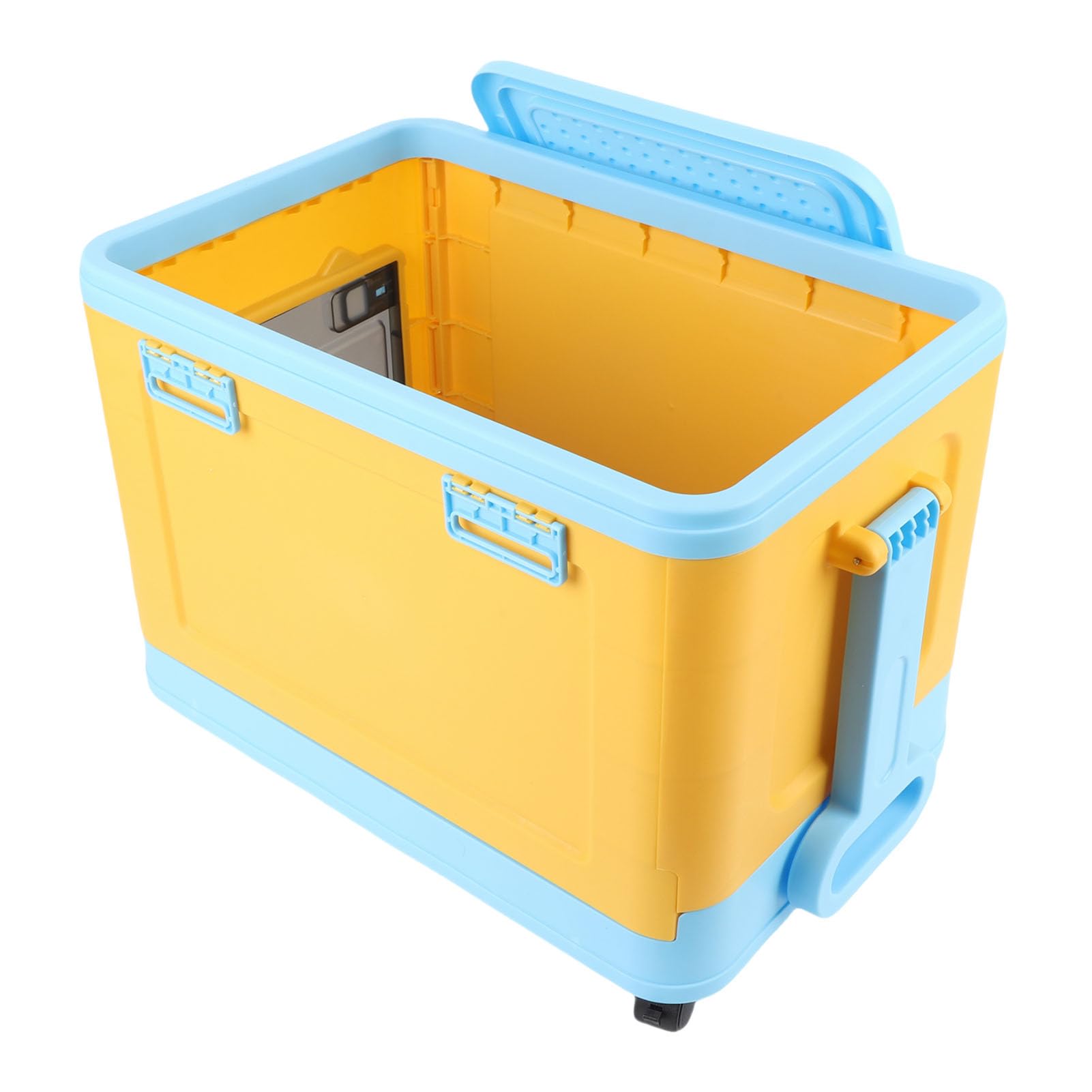 Jiawu Lindo Baúl de Juguetes con Ruedas, Caja de Almacenamiento de Juguetes Resistente para Cosas de Niños, Organizador de Almacenamiento de Fácil de Mover, Estuche de de (azul amarillo)