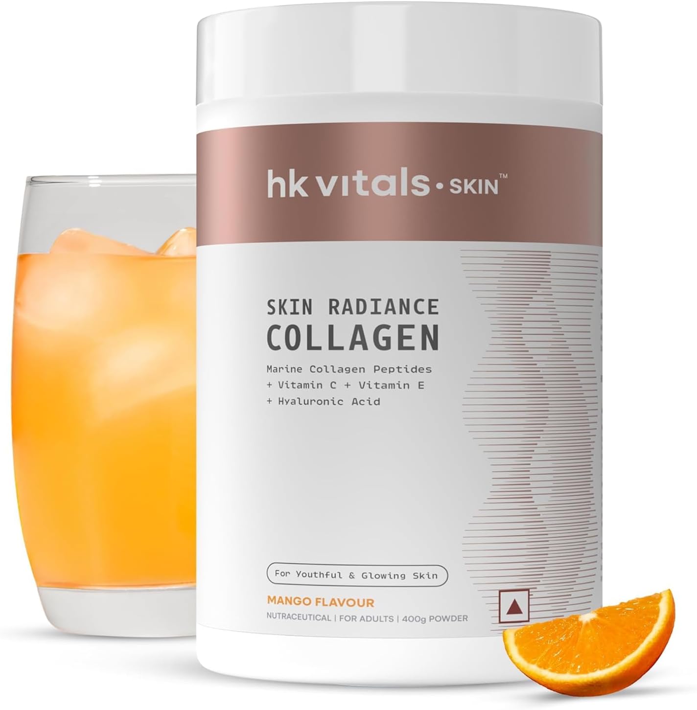 Marine Collagen Suppl_ement (Orange, 400g) |with Vitamin C, E, Sodium Hyaluronate | for Healthy Skin, Hair & Nails
