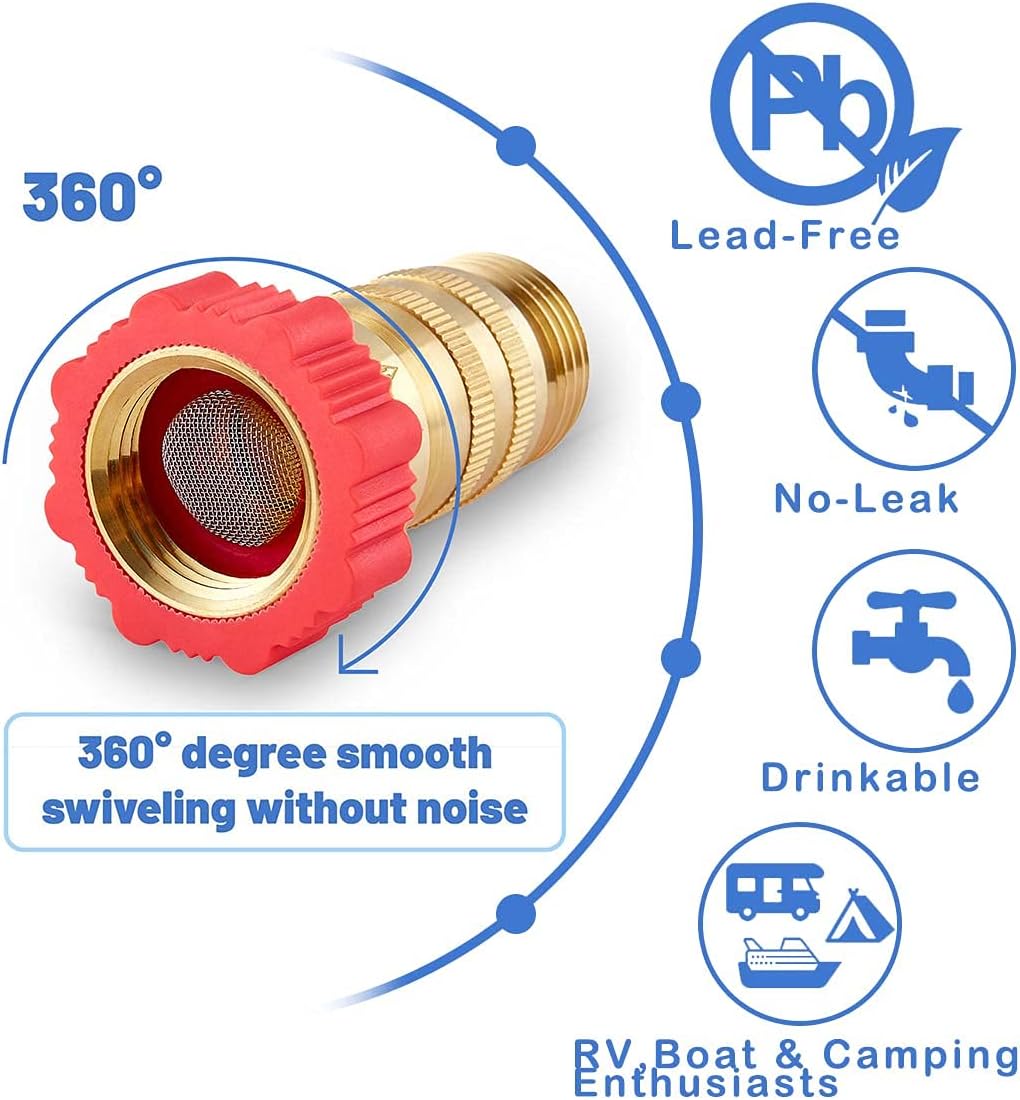 LitOrange Lead-Free Brass Inline Water Pressure Regulator 3/4" Connector - Protect RV Plumbing and Hoses from High-Pressure : Automotive