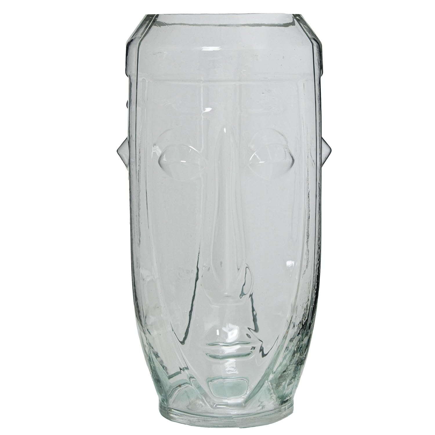 Vase visage en verre déco salon moderne transparent