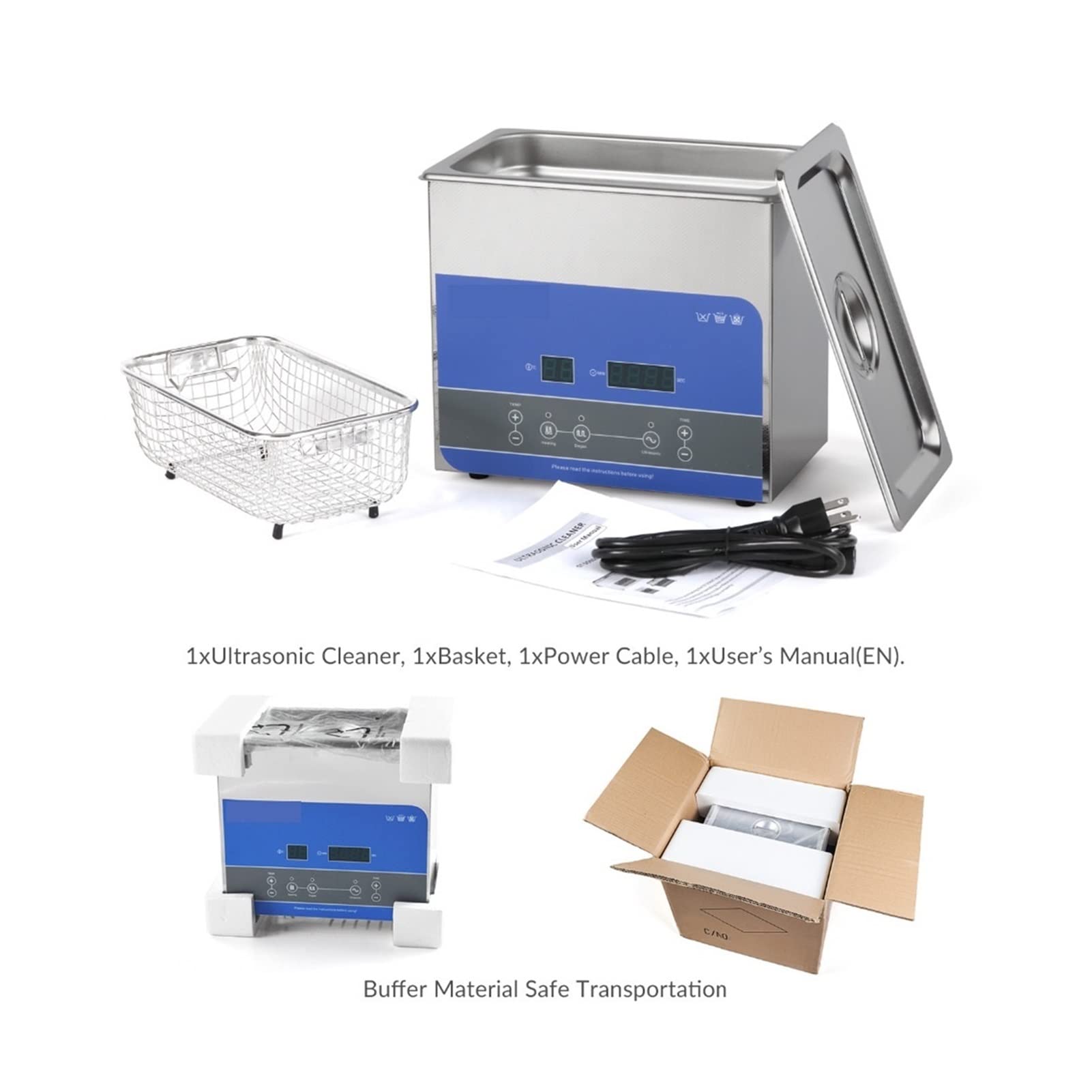 Limpiador ultrasónico Limpiador ultrasónico R3 3L 100W con baño ultrasónico de cesta de desgasificación de calefacción con pantalla digital para uso diario