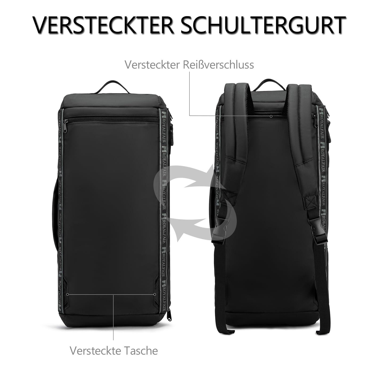 Royafair Sports Bag Men & Women - Expandable Travel Bag with Shoe Compartment & Wet Compartment, Portable Backpack for Fitness and Travel, Training Bag, Gym Bag