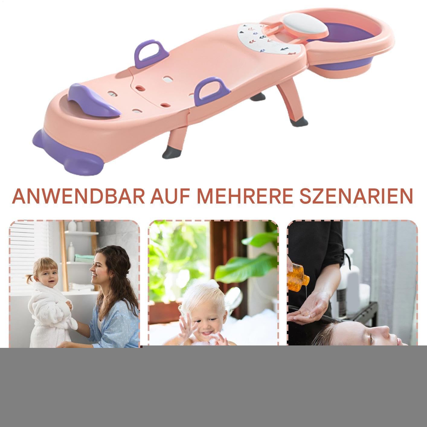 Teksome Badesitz zum Haarewaschen für Kinder, Shampoo-Stuhl für Kinder | Haarwaschsalonsitz für Kinder verstellbar | Rutschfester -Haarwaschstuhl für, Mädchen, Kleinkinder