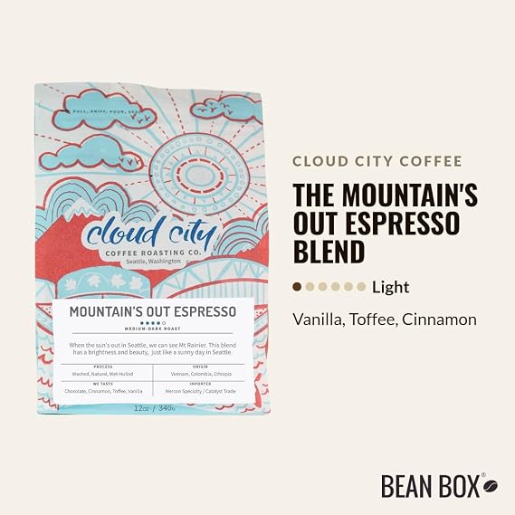 The Mountain's Out Espresso Blend - Roasted by Cloud City Coffee - Whole Bean Coffee - 12 Ounce Bag