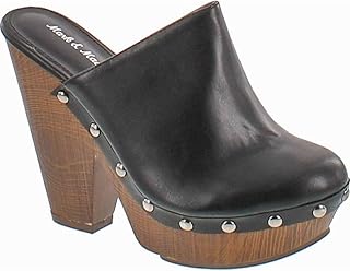 Mark and Maddux Antonio-06 Wood Effect Platform Women's Clogs in Black,Black,9
