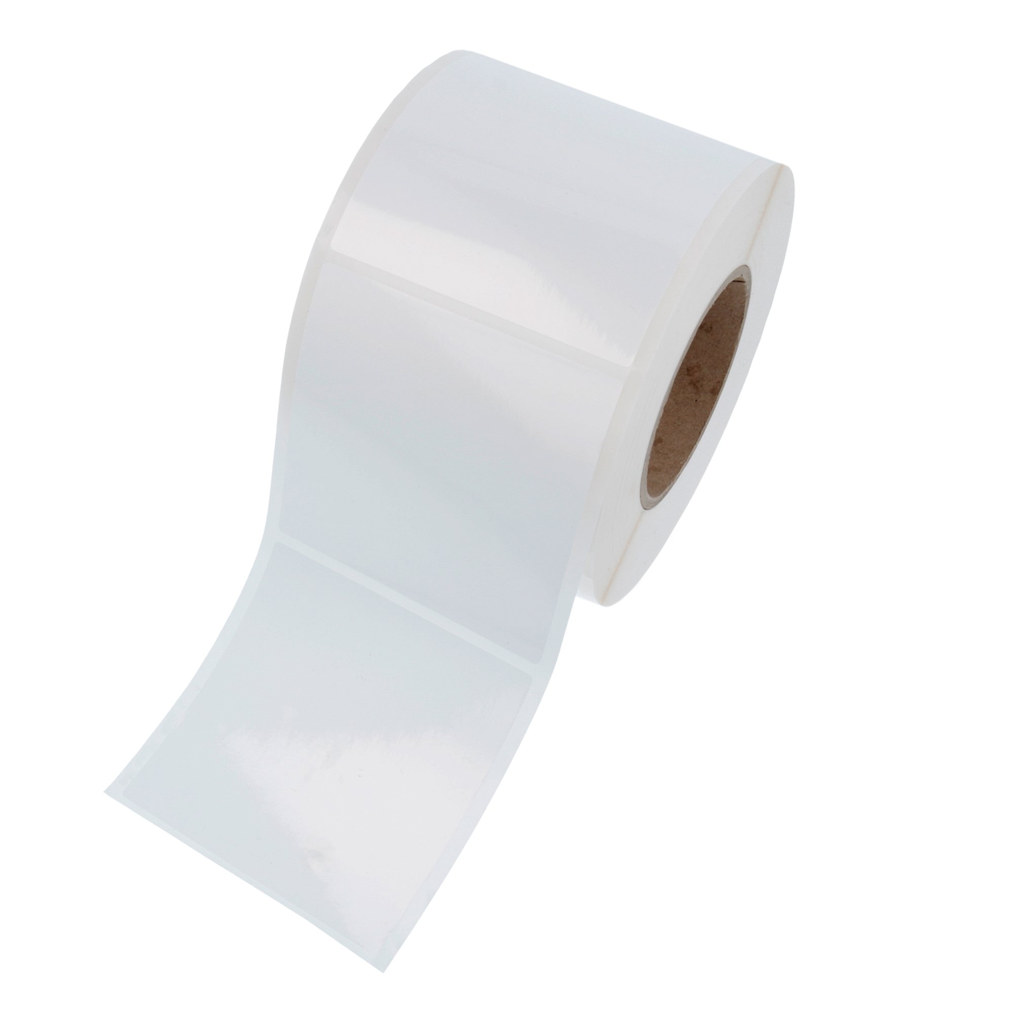Labelident PE Etiketten weiß 100 x 100 mm - 4.000 Etiketten, 4 Rollen à 1.000 Folienetiketten, 76 mm Kern, stark selbstklebend, wasserfest für Thermotransferdrucker