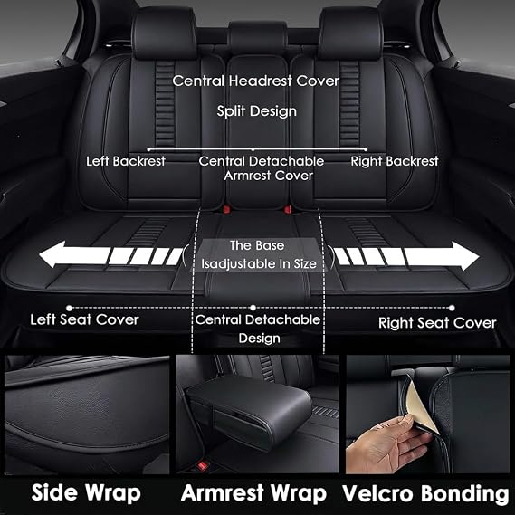 Premium Car Seat Covers Full Set for Ford F150 2003-2026 | Durable PU Leather, Waterproof, Airbag Safe, Stylish Black