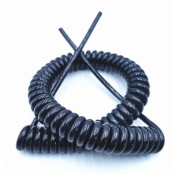 Spiral Telescopic Spring Coiled Cable Wire, 2.5 M 5 M 7.5 M Black Power Cord Expandable Wire, and Cable 6 Core 8 Core 24AWG 20AWG(6 Core 20awg,Line Length 2.5m) 10000pcs