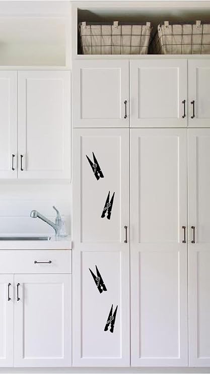 Amazon.com: Clothespins Decorations Laundry Room Handmade Wall Vinyl ...