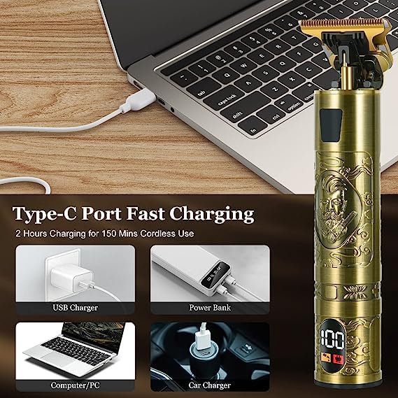 Tondeuse à cheveux électrique rechargeable avec écran LCD et hauteur 0-4 mm - 4