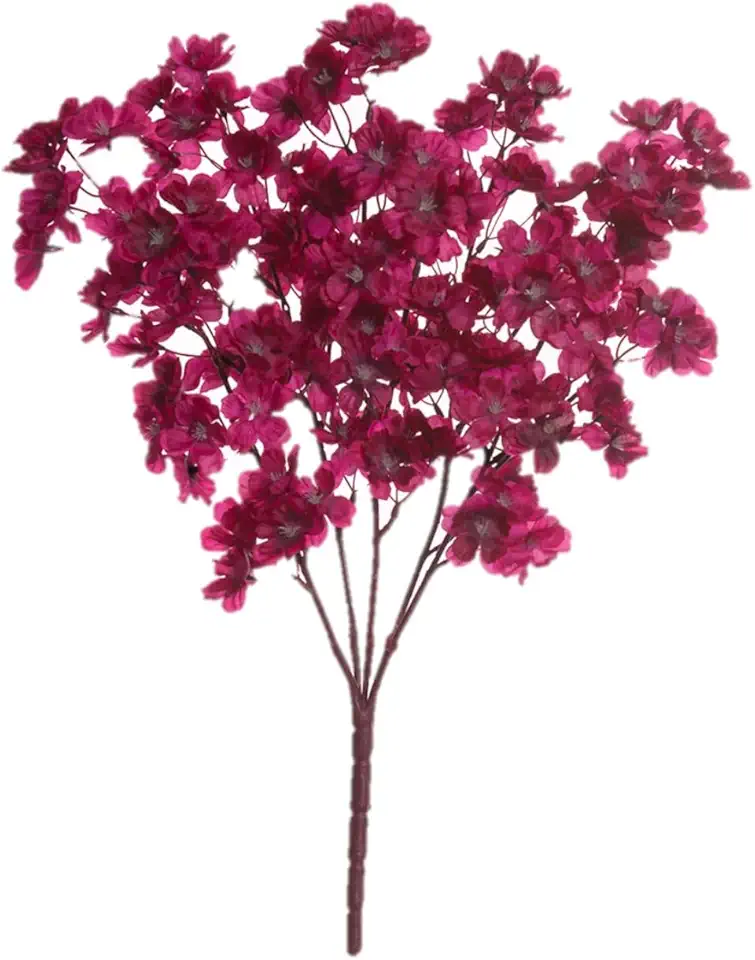 Buquê de Flores de Cerejeira Artificial em Seda, Grande, Realista, Cores Vivas (Rosa Escuro)