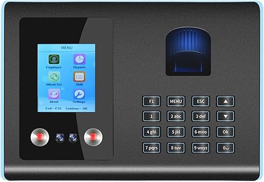 Biometric Face & Fingerprint Time Attendance Machine, Employee Clock System, Automatic Working Hours Calculation, DC 5V Power