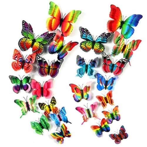 Kit com 12 Borboletas em 3D de 8 cm. com imãs para Decoração, Enfeite para Vasos Plantas, Jardins e