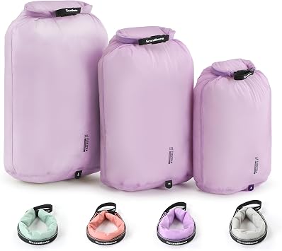 Ultralight Dry Bag Portable Dry Sack 9L & 15L & 20L Durable Waterproof Bag Set Keep Gear Dry Storage Bag for Hiking, Camping, Boating, Backpacking, Kayaking 3 PackPurple