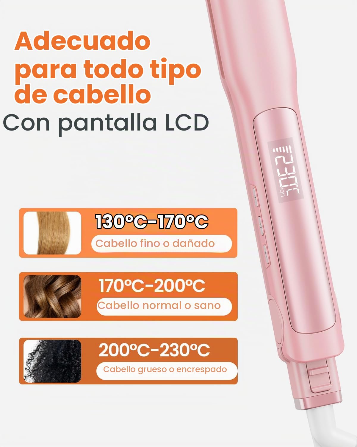 Faszin Plancha de pelo profesional 2 en 1, iones de titanio, tiempo de calentamiento de 20 segundos, pantalla LCD, para un peinado suave, rizado y preciso, mejor que las planchas anchas (rosa)