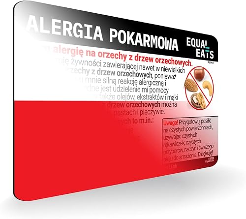 Nut Allergy Card - Plastic Tree Nut Allergy Restaurant Card - Equal Eats (Polish)