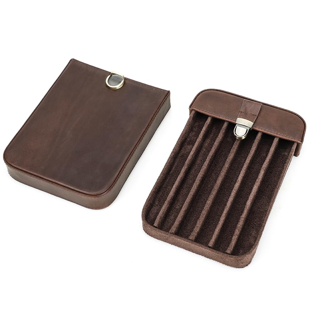 Contacts Astuccio portapenne in vera pelle, portapenne vintage, custodia protettiva per viaggi, elegante accessorio da scrivania, scatola organizer per matite, Caffè 3-4, Capacité de 6 stylos, Beauty