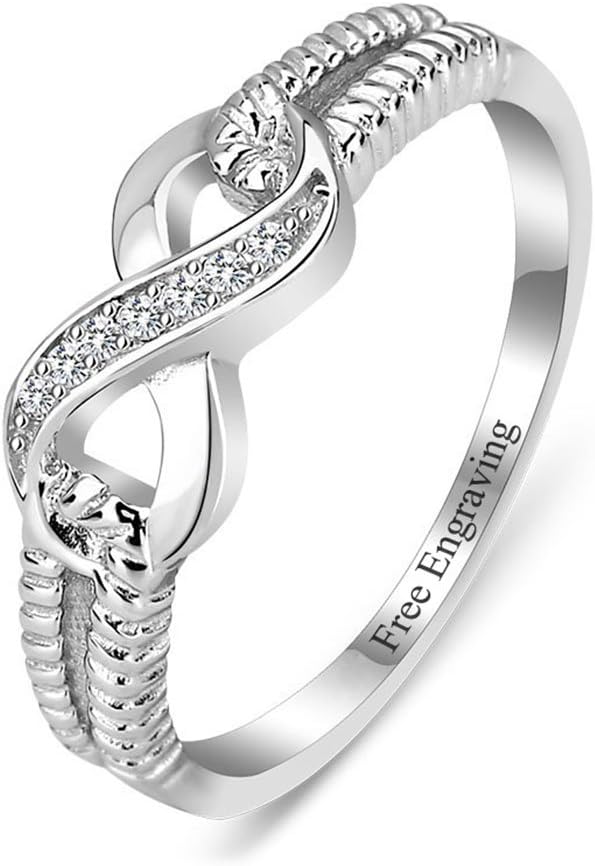 Personalized Sisters Rings Bestie Rings Infinity Friendship Rings BFF Rings for Women Name Rings Promise Rings for Her Mother Day Gift