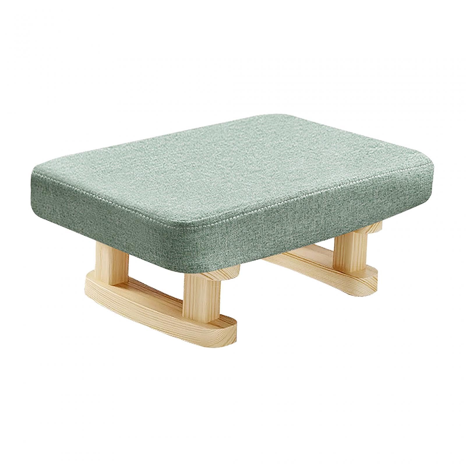 Folpus Padded Foot Stool Foot Rest with Wooden Legs Small Low Ottoman Rectangle Chair Step Stool for Bed